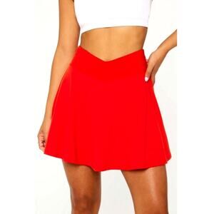 Fabletics Women's Heated Red Crossover Flounce Classic Mini Skirt Size S